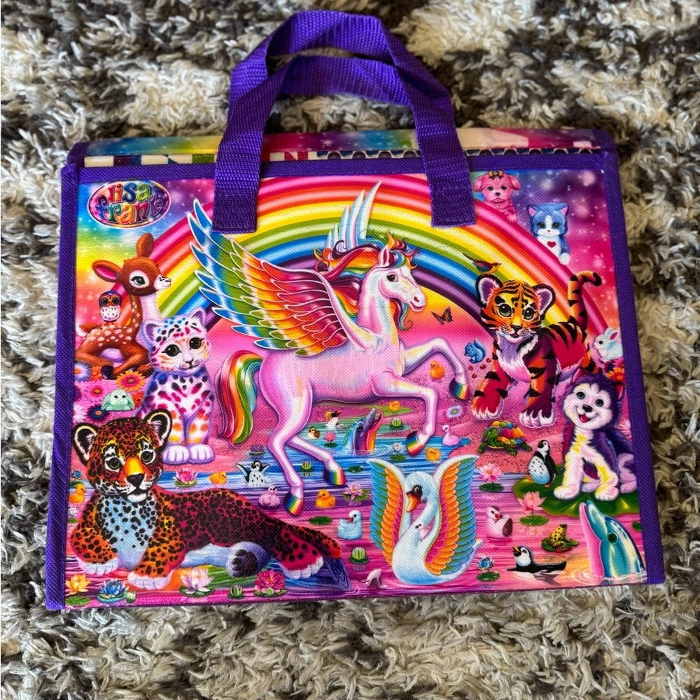 Lisa Frank Tri Fold Keeper Folder Art Stickers Puzzle Unicorn Tikkani Retro Case